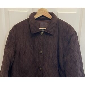 Lauren Ralph Lauren Womens XL Quilted Velvet Velour Brown Barn Coat Jacket‎